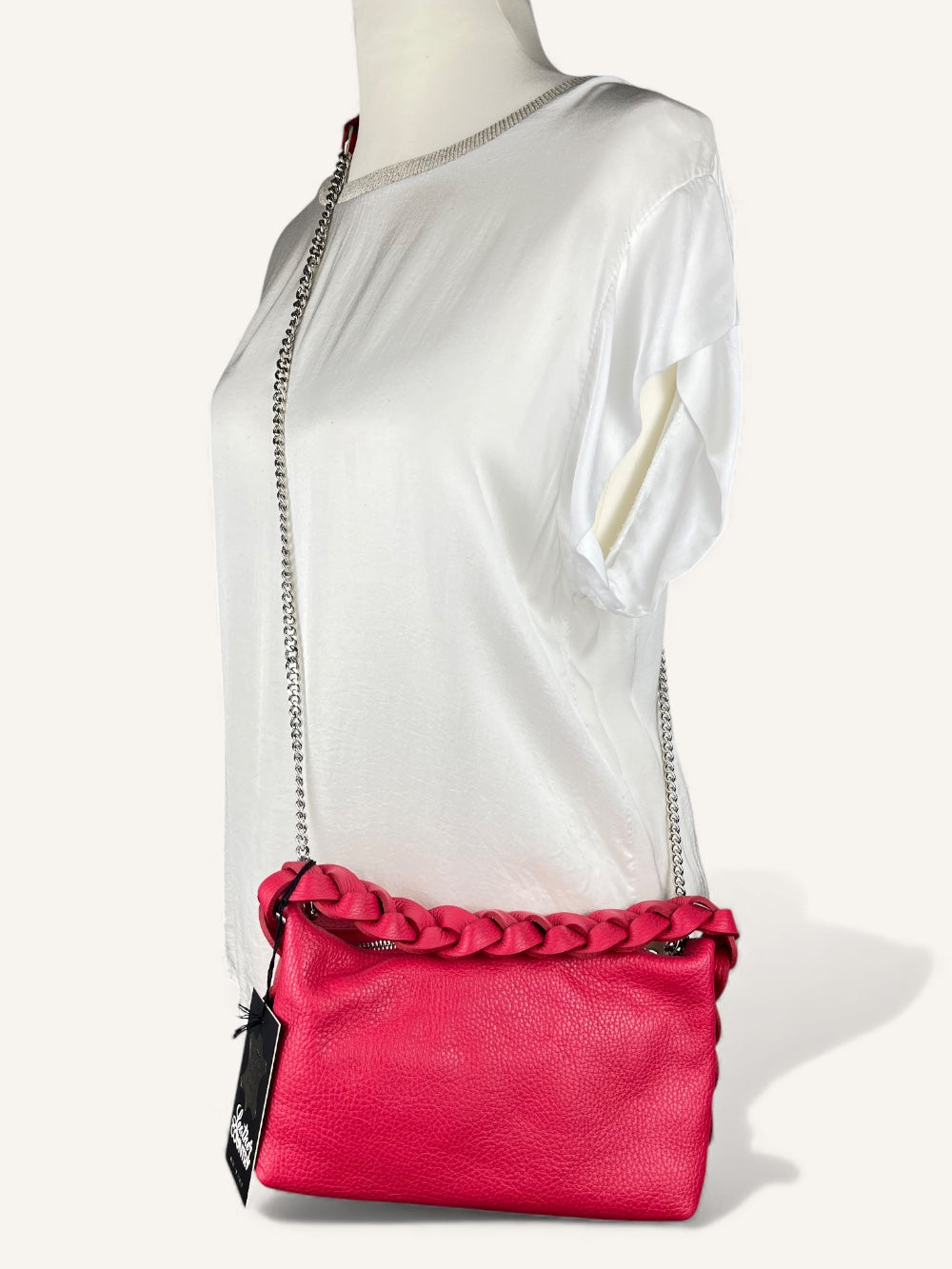 Schultertasche aus Echtleder mit dekorativem Schulterriemen von Bella Vita - Mode & Lifestyle