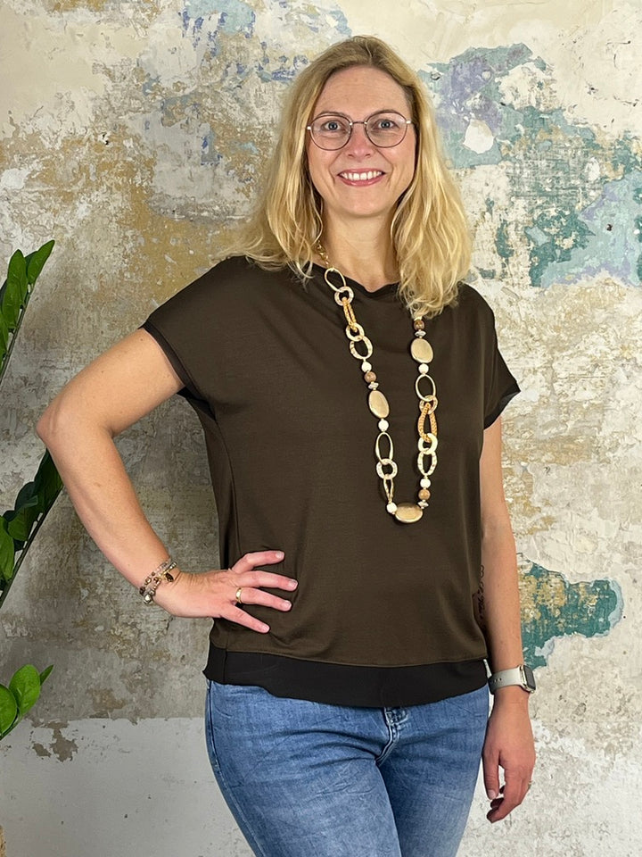 Basicshirt mit Chiffonkante