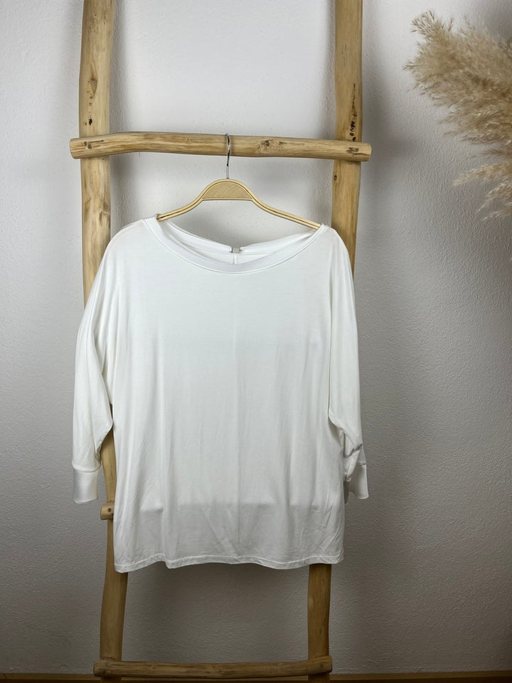 Shirt mit Satinblenden und Fledermausärmeln