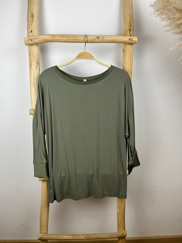 Shirt mit Satinblenden und Fledermausärmeln