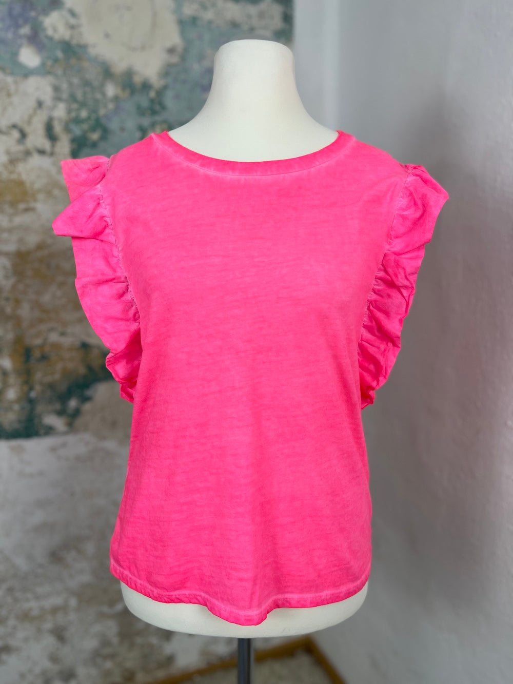 Shirt mit Rüschen am Arm, Neon