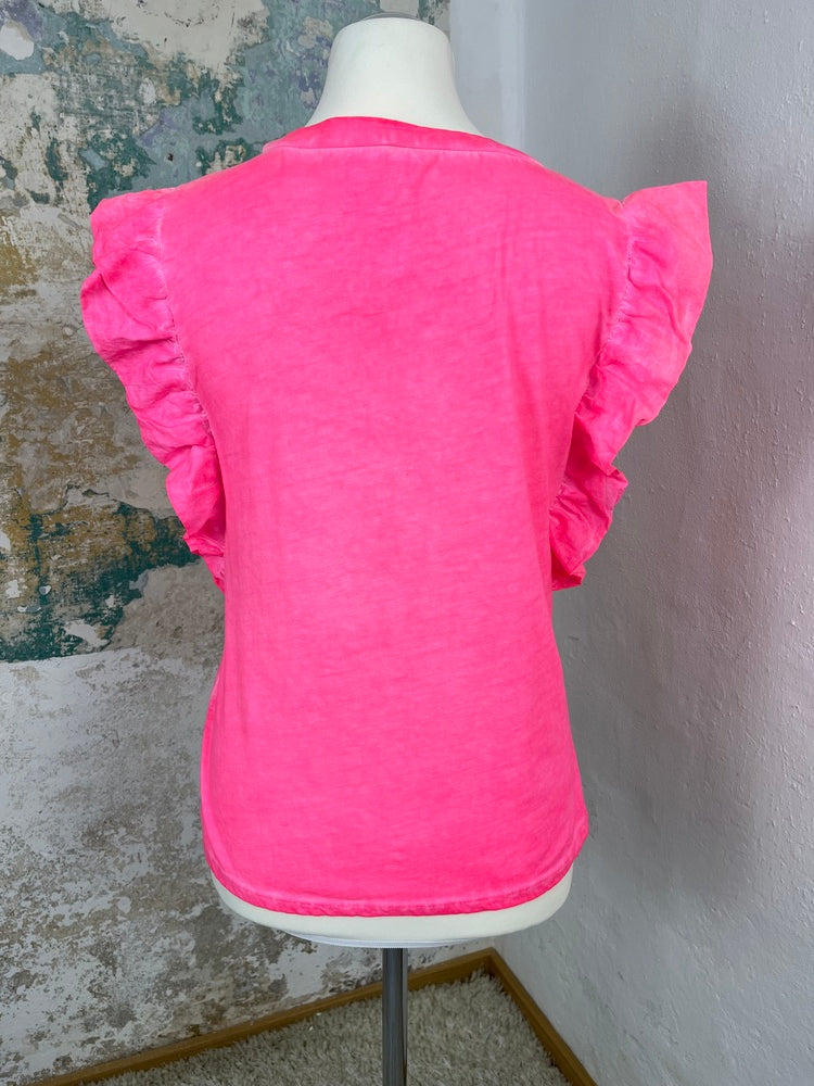 Shirt mit Rüschen am Arm, Neon