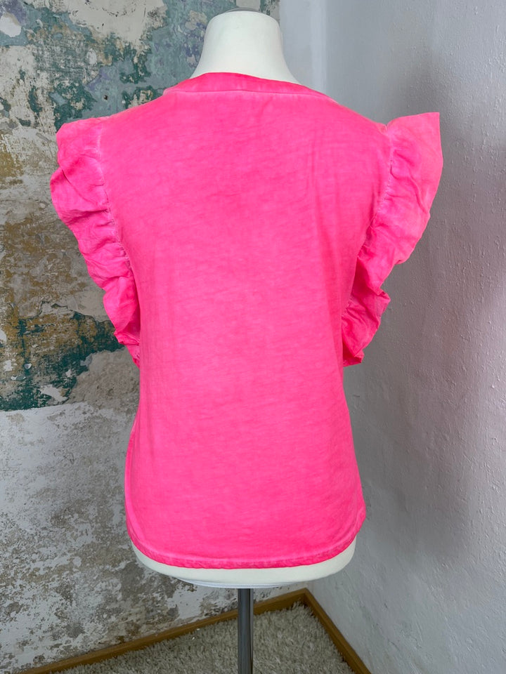 Shirt mit Rüschen am Arm, Neon