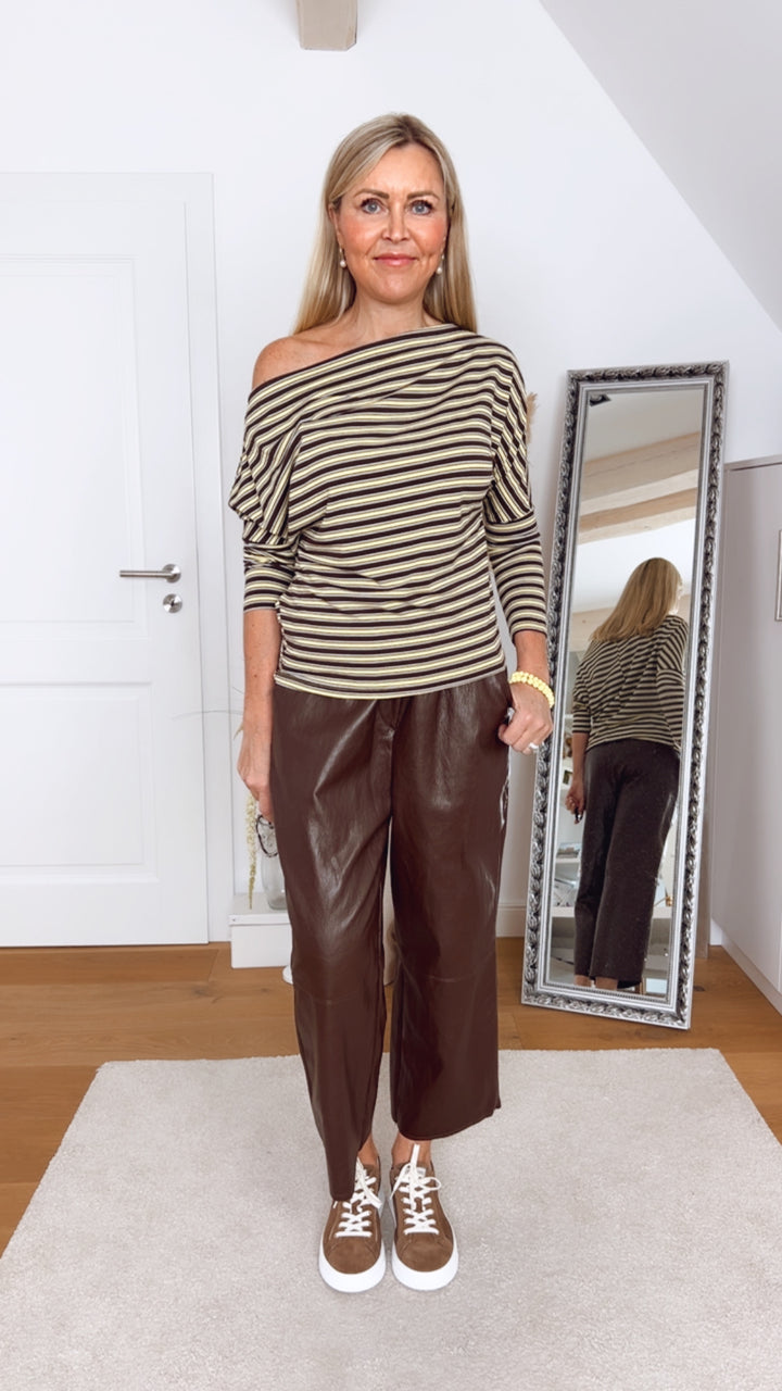 Wasserfallshirt, gelb-gestreift von Bella Vita - Mode & Lifestyle