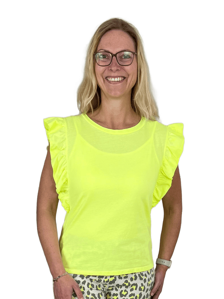 Shirt mit Rüschen am Arm, Neon