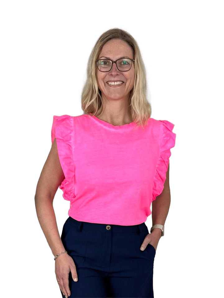 Shirt mit Rüschen am Arm, Neon
