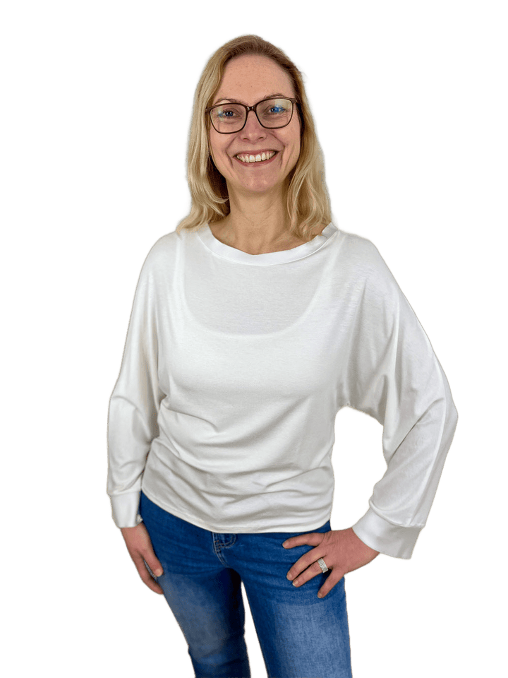 Shirt mit Satinblende und Fledermausarm