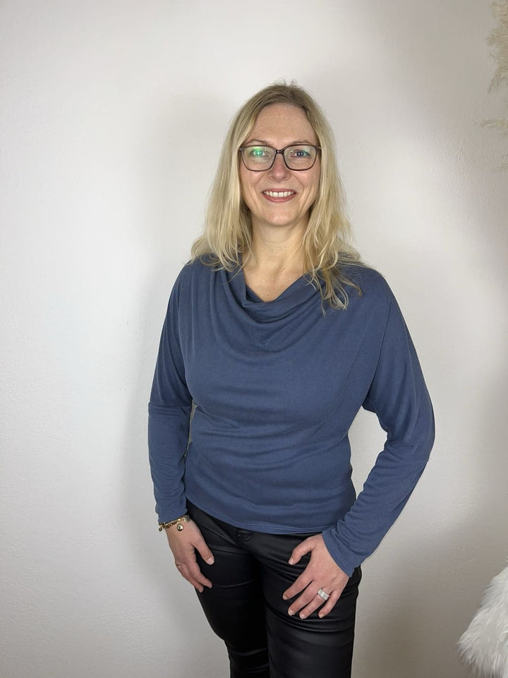 Shirt mit Wasserfallkragen und Fledermausarm