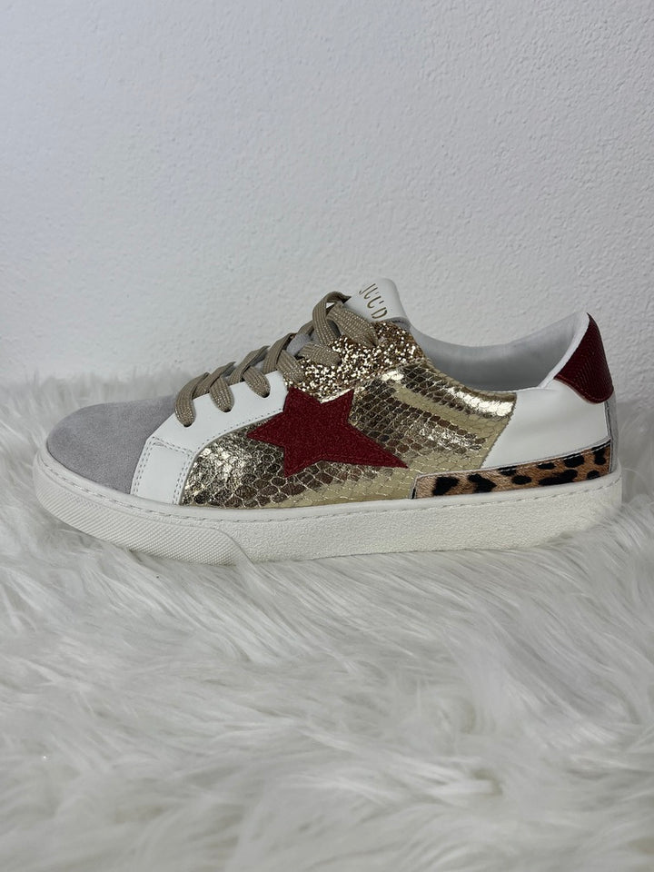 Sneaker Stern, bordeaux-natur-gold