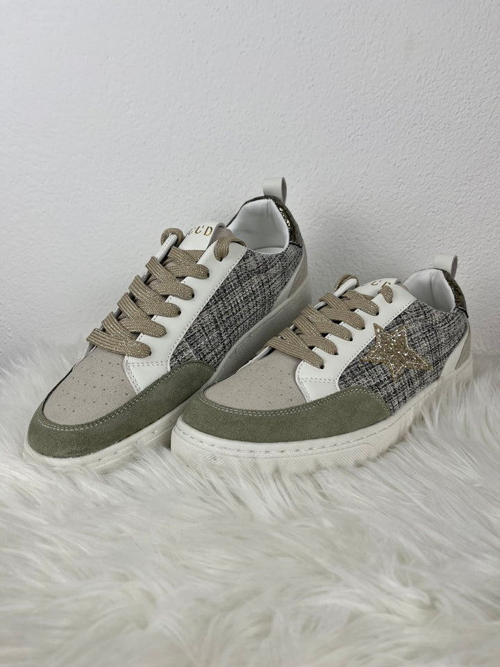 Sneaker Stern, khaki-weiß-natur