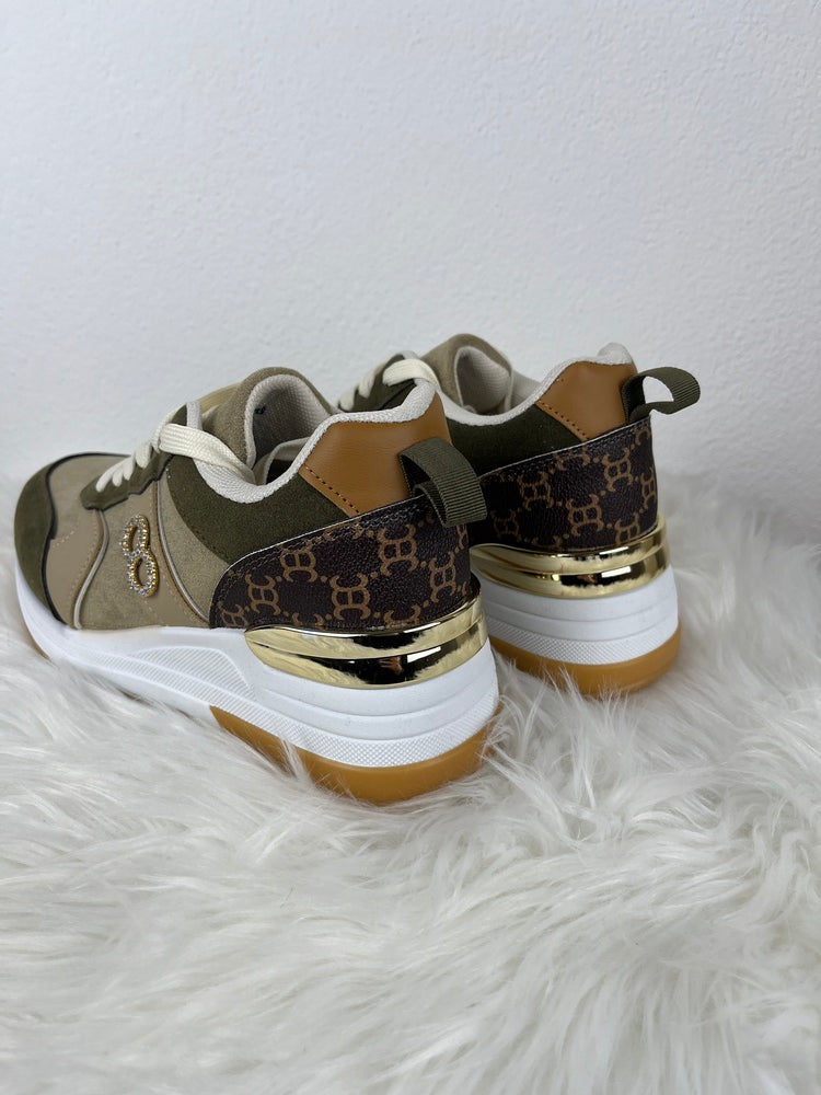 Sneaker mit Plateausohle, khaki