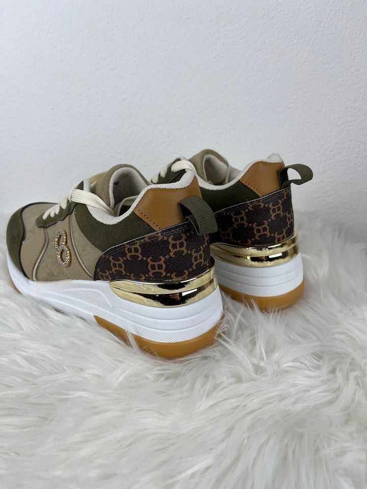 Sneaker mit Plateausohle, khaki