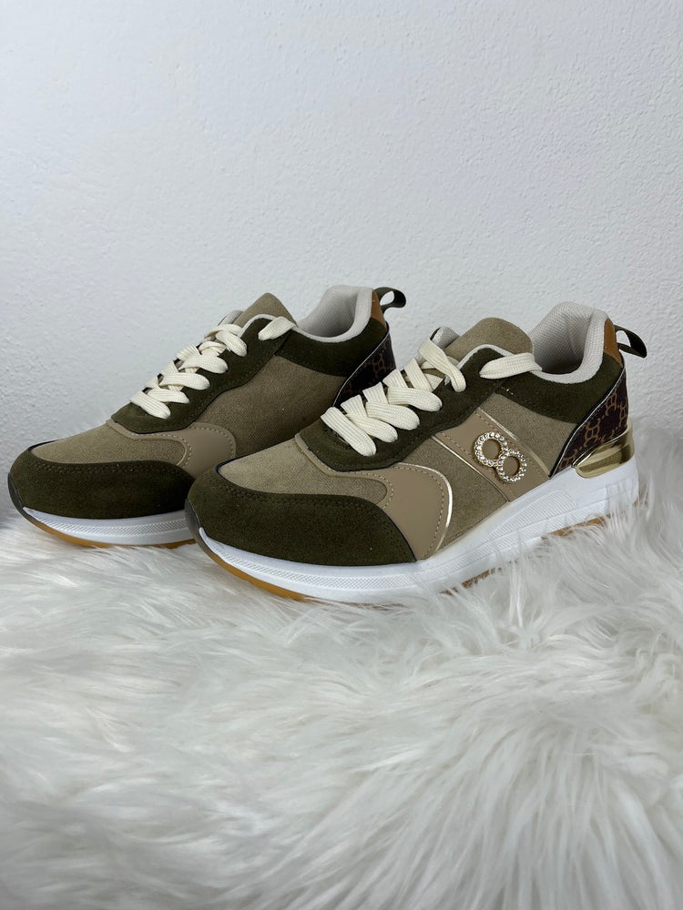 Sneaker mit Plateausohle, khaki