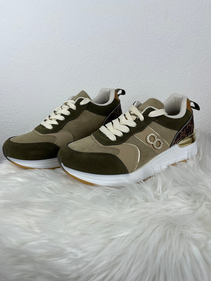 Sneaker mit Plateausohle, khaki