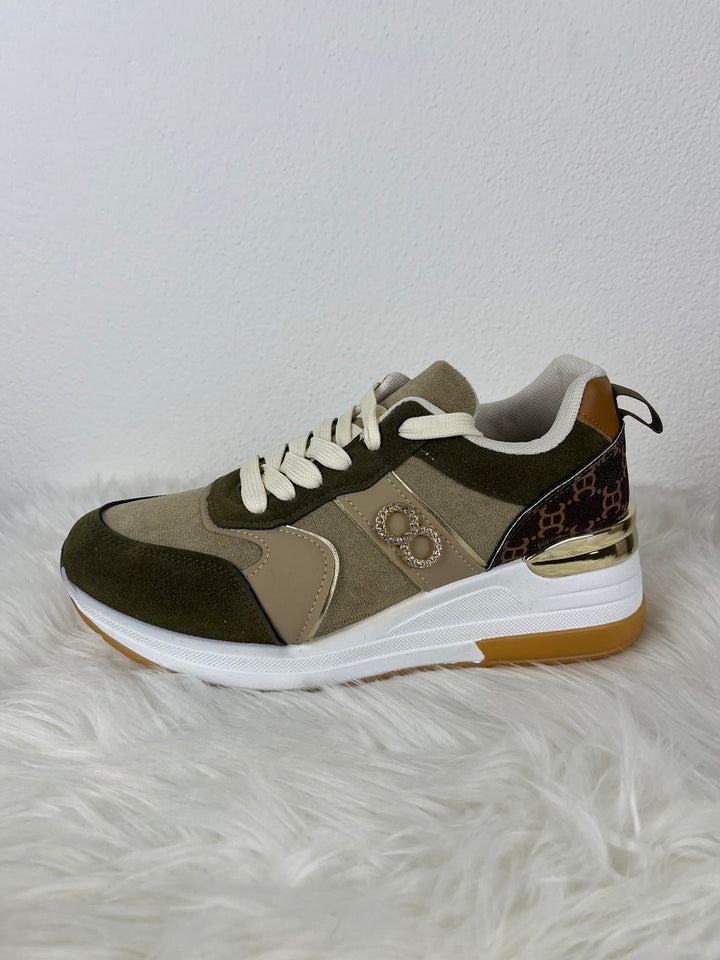 Sneaker mit Plateausohle, khaki