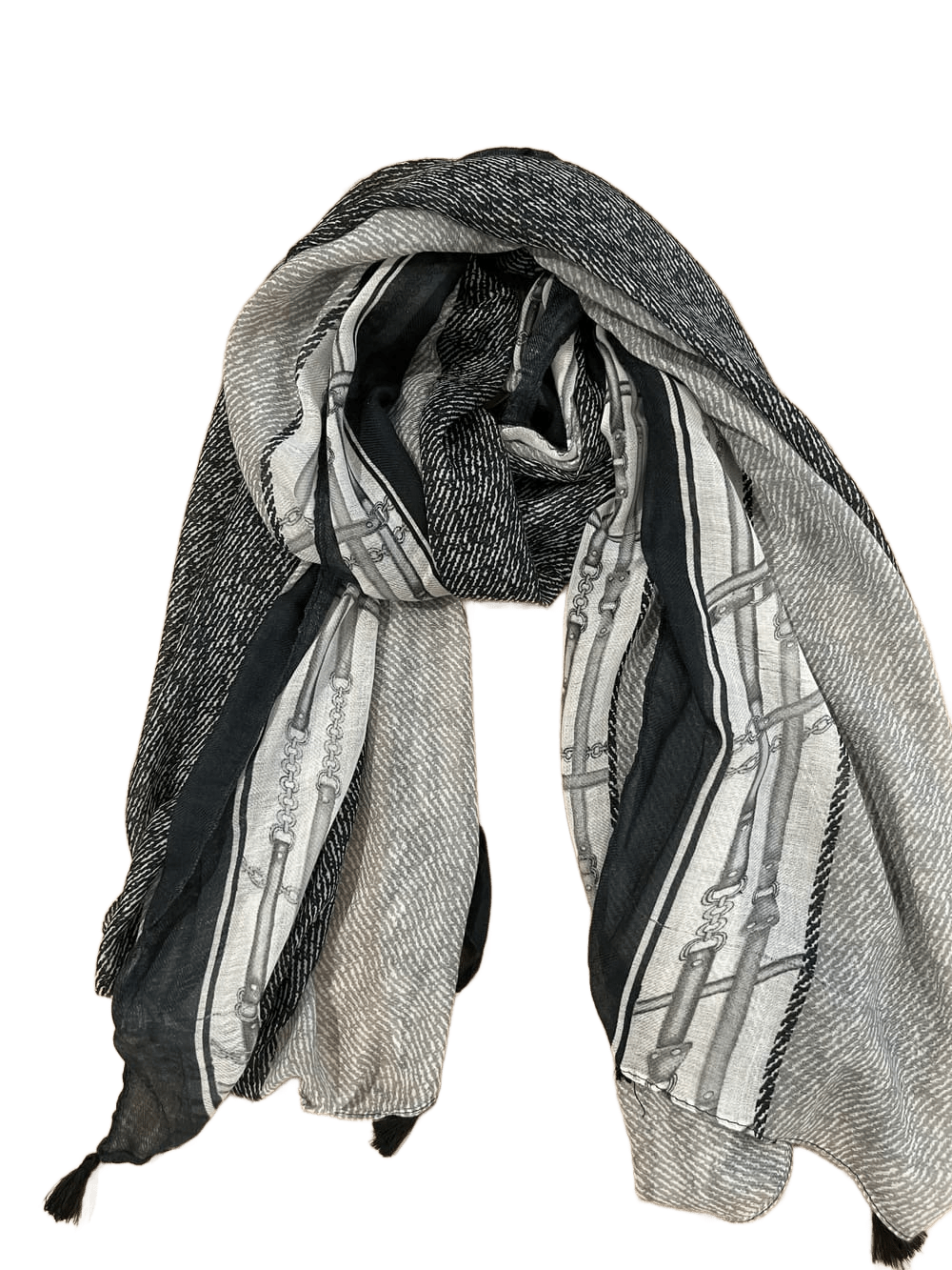 Leichter Schal aus Viskose mit Zierbommeln von Bella Vita - Mode & Lifestyle