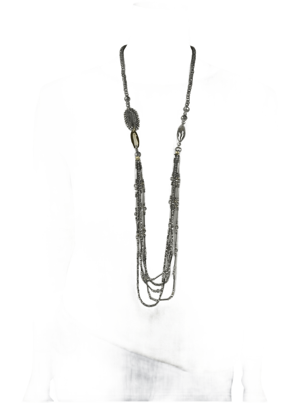 Steinchenkette mehrreihig, grau