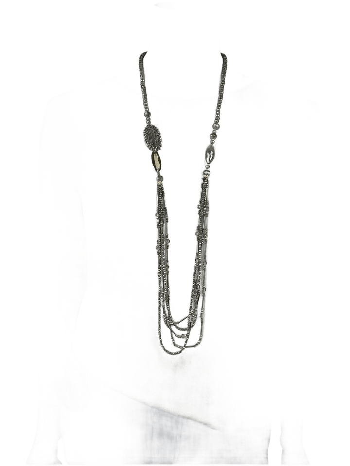 Steinchenkette mehrreihig, grau