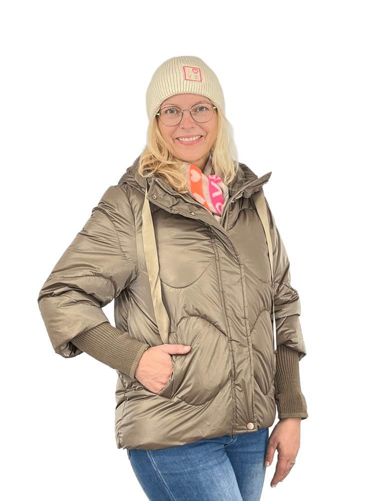 Steppjacke mit Strickärmeln, taupe von Bella Vita - Mode & Lifestyle