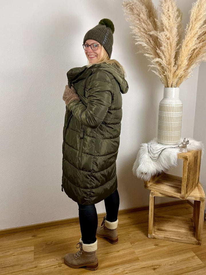 Steppmantel mit Kapuze, khaki von Bella Vita - Mode & Lifestyle