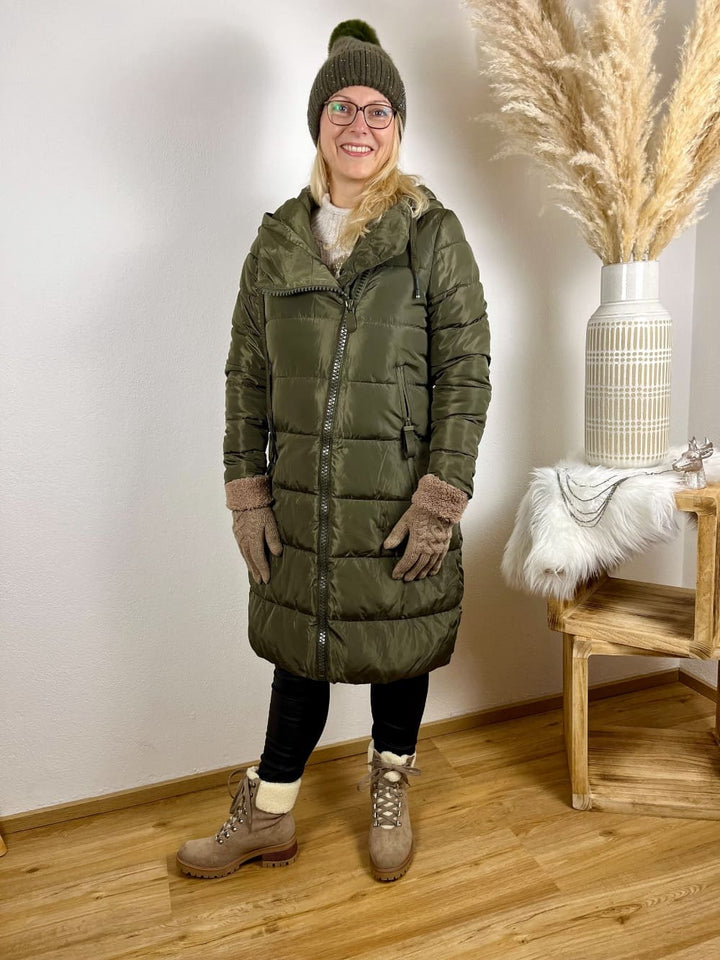Steppmantel mit Kapuze, khaki von Bella Vita - Mode & Lifestyle
