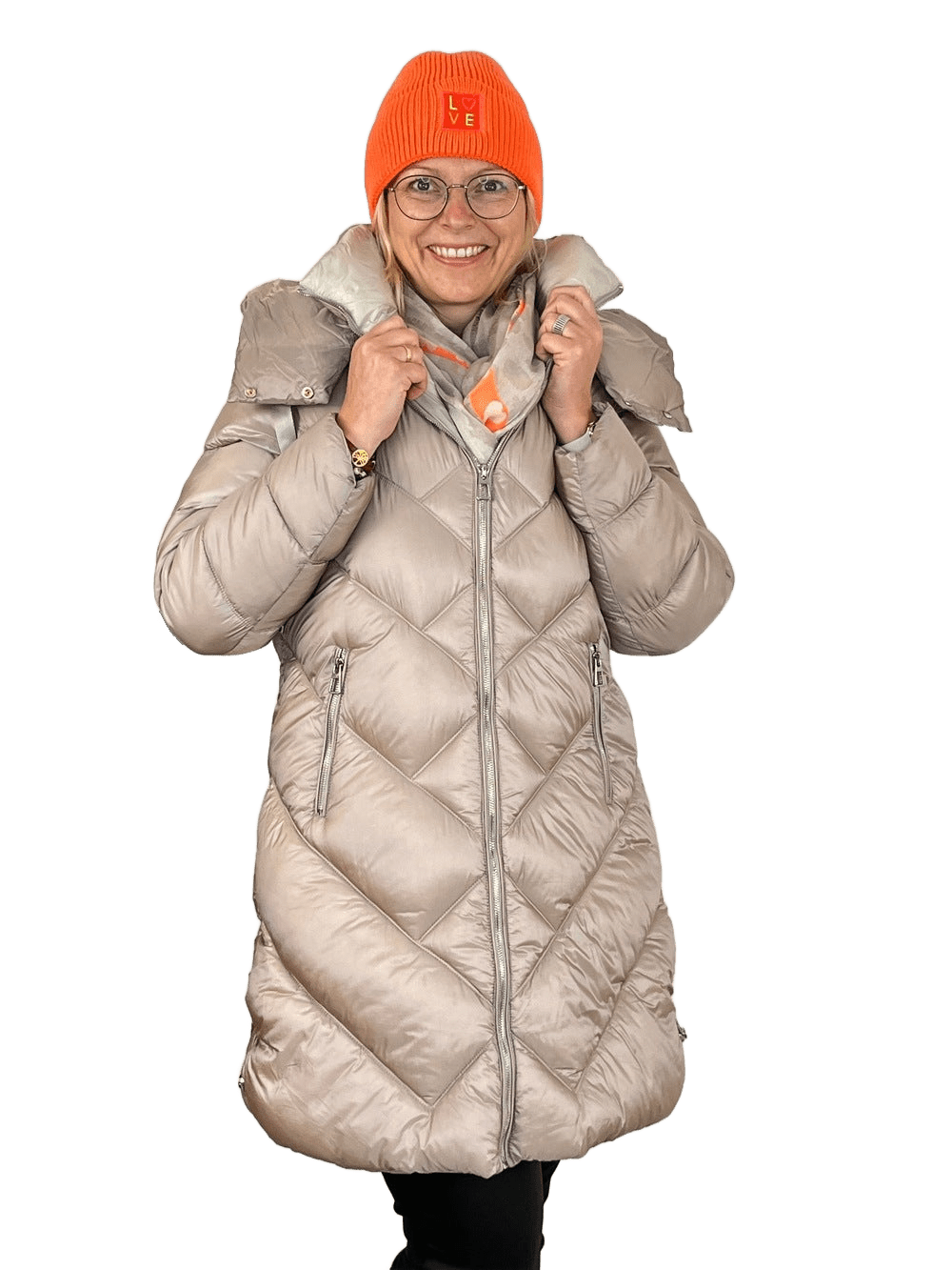 Steppmantel mit Kapuze, beige von Bella Vita - Mode & Lifestyle