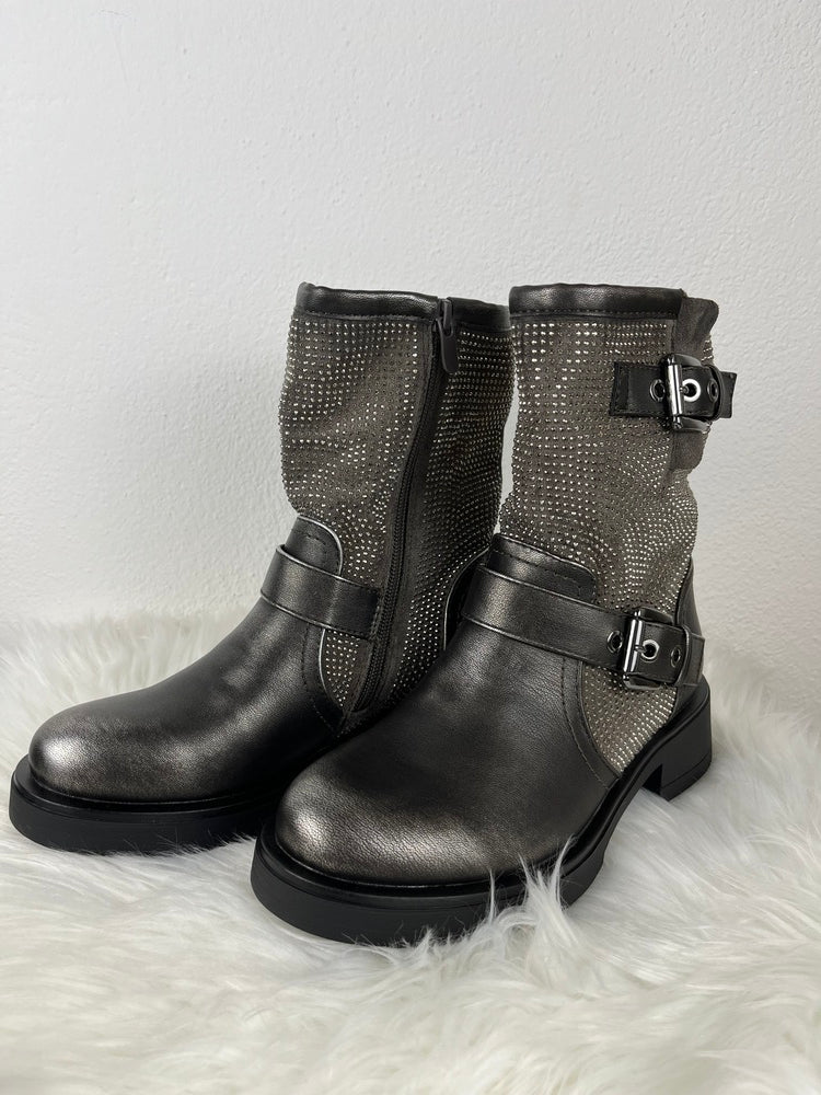 Boots mit Nietenbesatz, anthrazit