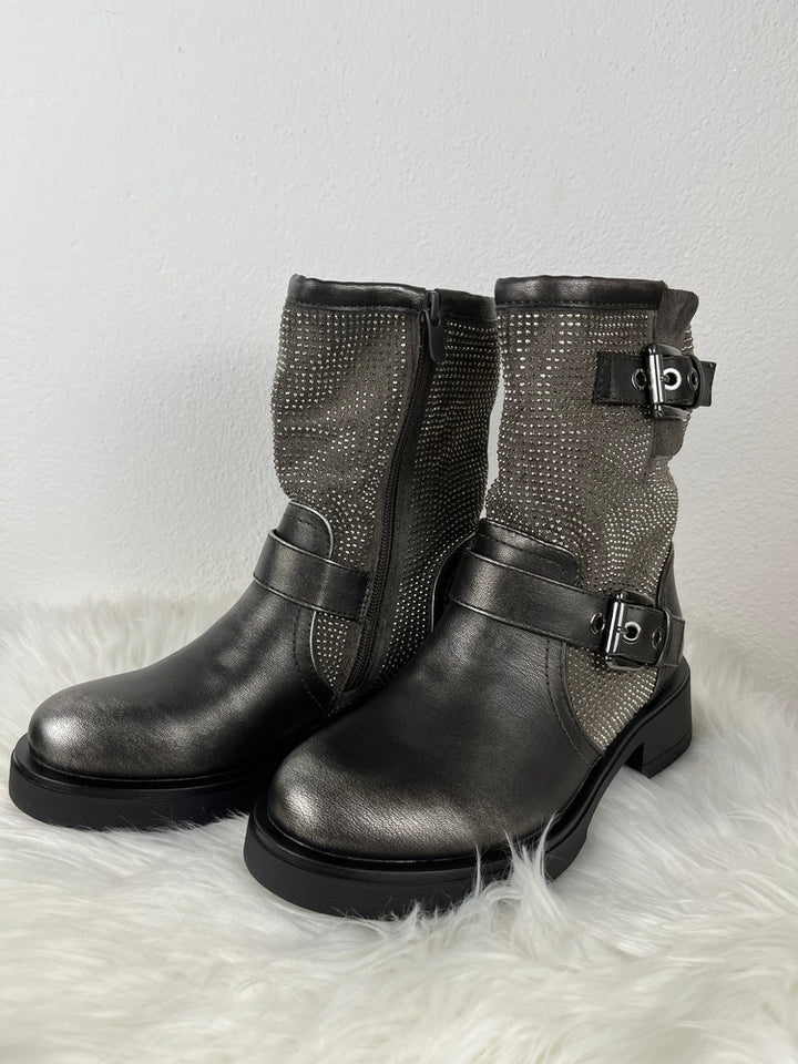 Boots mit Nietenbesatz, anthrazit