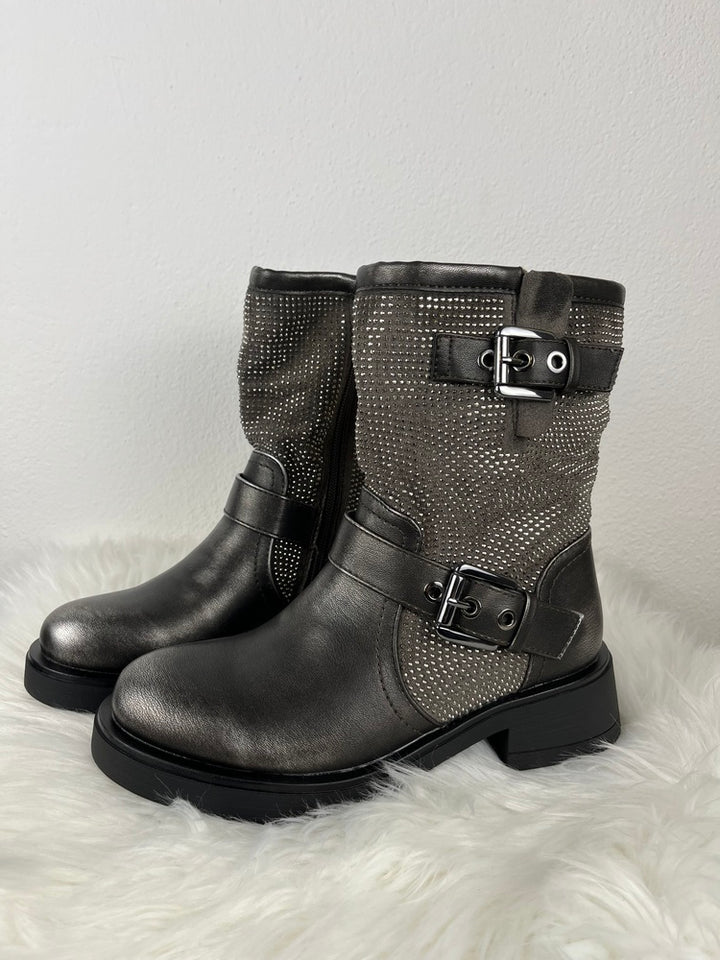 Boots mit Nietenbesatz, anthrazit