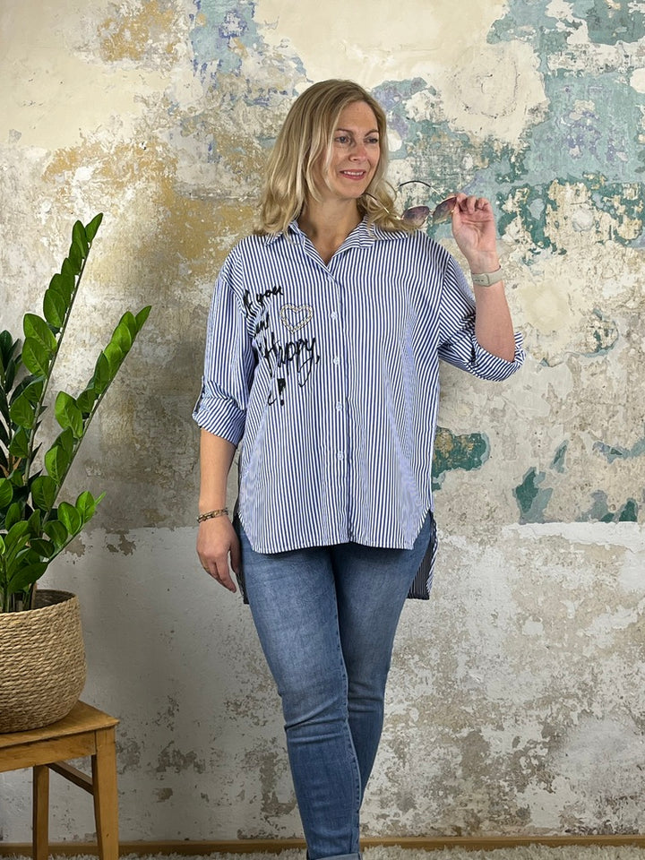 Streifenbluse "Happy", blau-weiß