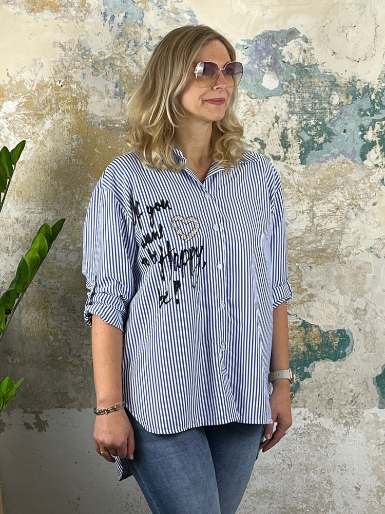 Streifenbluse "Happy", blau-weiß