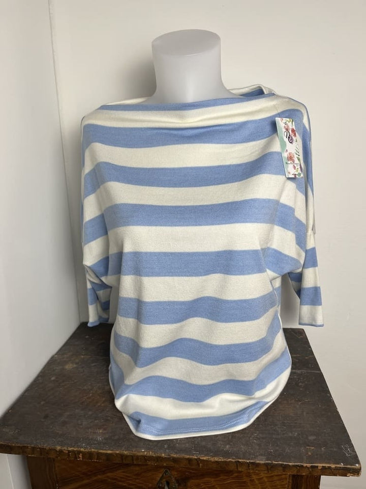 Streifenshirt mit U-Boot-Ausschnitt, langer Halbarm