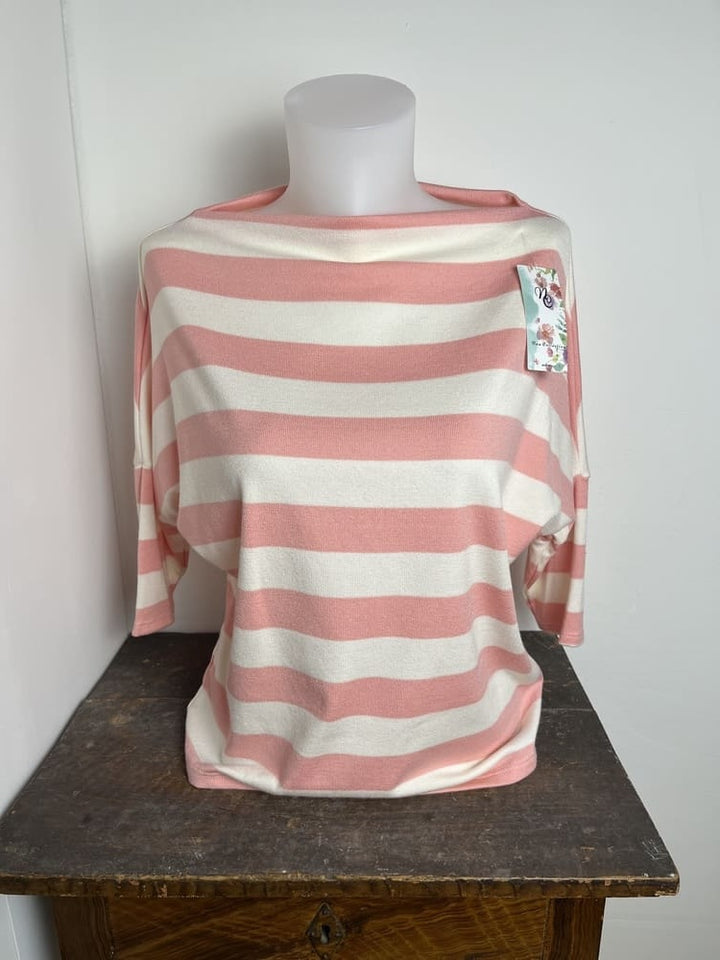Streifenshirt mit U-Boot-Ausschnitt, langer Halbarm