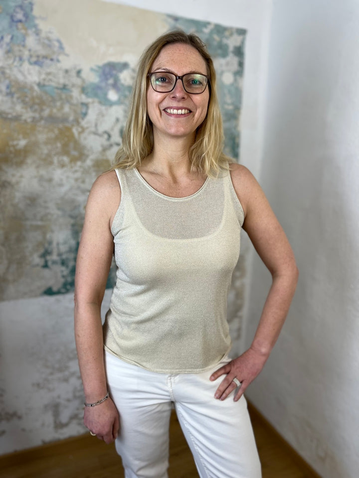 Lurex-Stricktop mit Rundhalsausschnitt