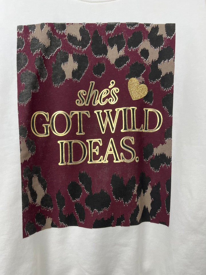 Sweatshirt mit Frontdruck, ecru-bordeaux
