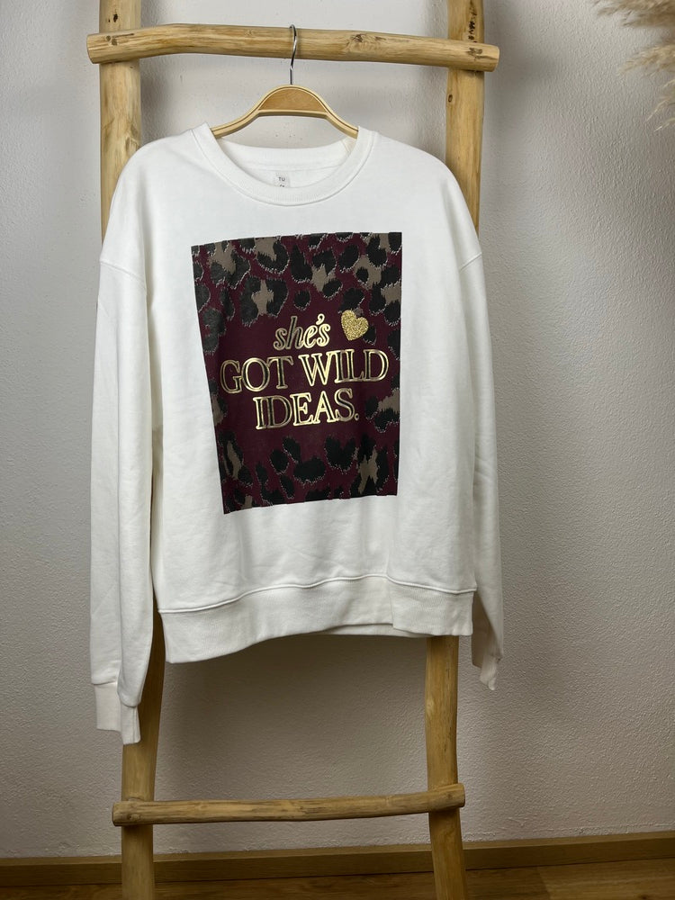 Sweatshirt mit Frontdruck, ecru-bordeaux