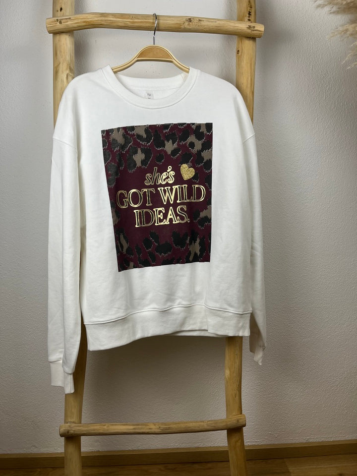 Sweatshirt mit Frontdruck, ecru-bordeaux