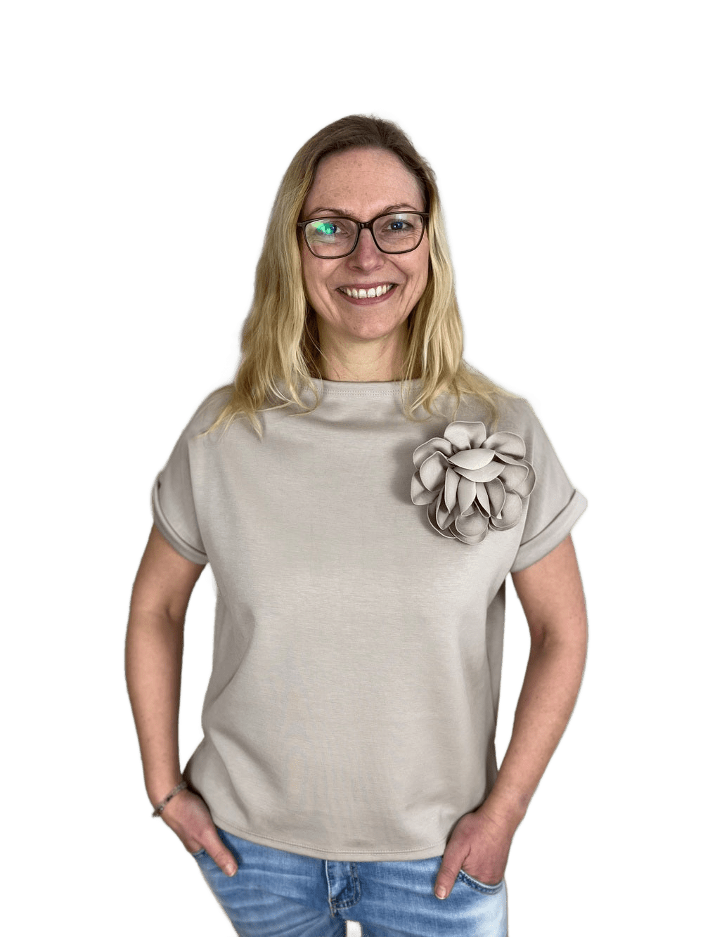 Sweatshirt mit Ansteckblüte