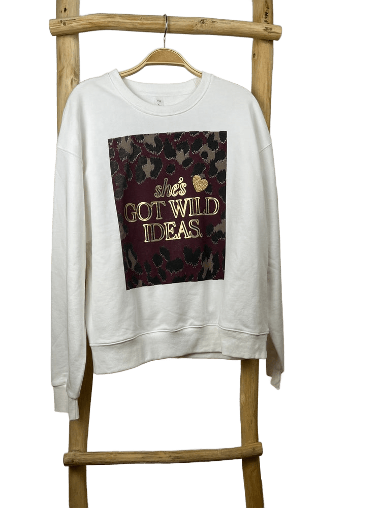 Sweatshirt mit Frontdruck, ecru-bordeaux