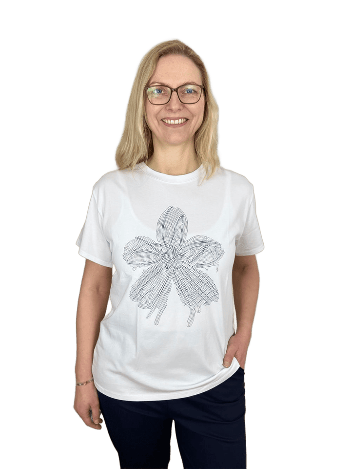 T-Shirt Blüte Glitzersteinchen