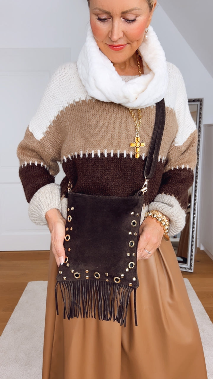 Crossbody-Tasche mit Fransen, braun von Bella Vita - Mode & Lifestyle