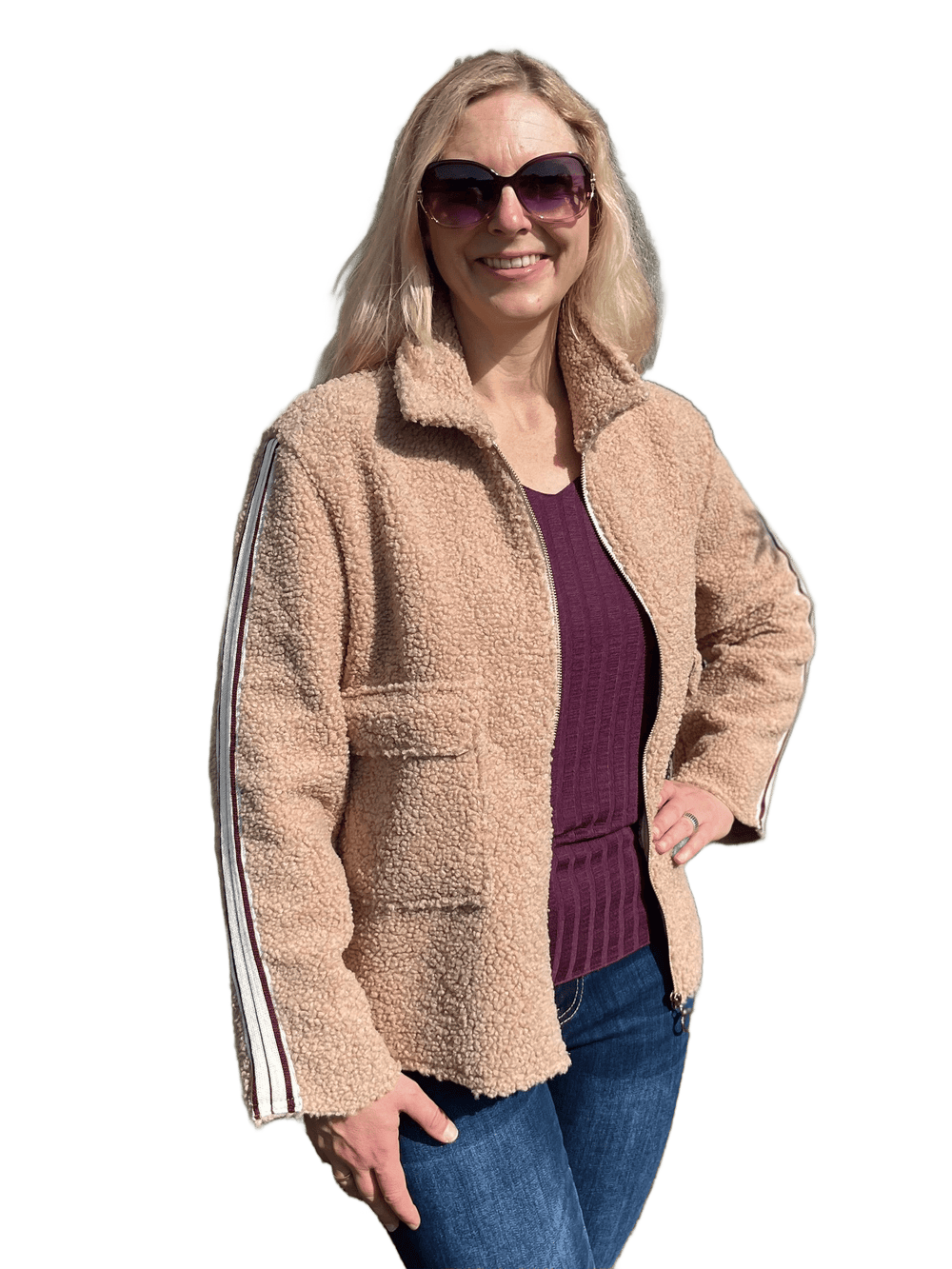 Teddyjacke mit Reißverschluss, beige von Bella Vita - Mode & Lifestyle