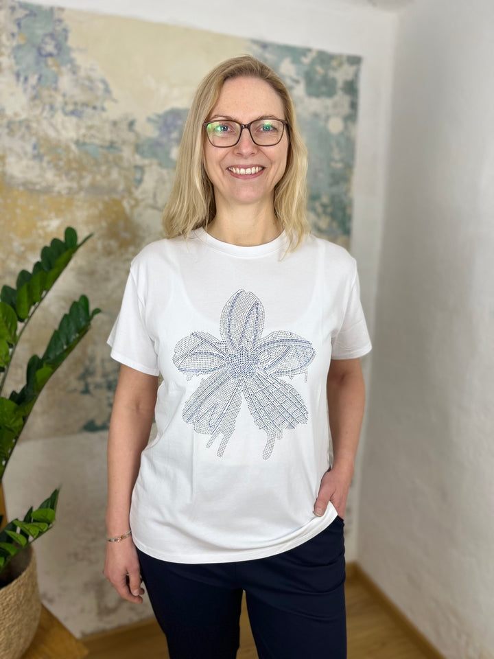 T-Shirt Blüte Glitzersteinchen