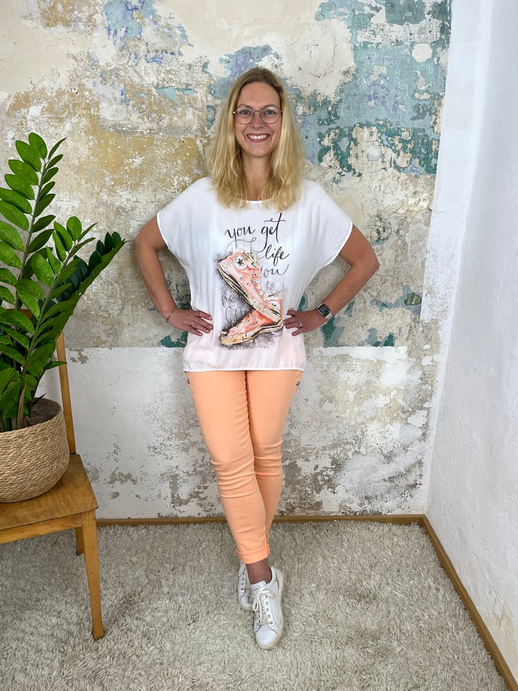 T-Shirt Sneakers mit Glitzersteinchen