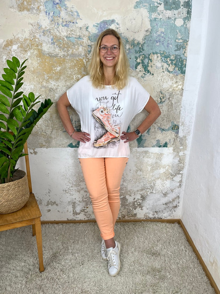 T-Shirt Sneakers mit Glitzersteinchen