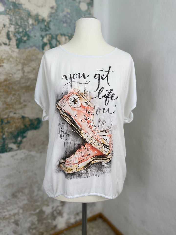 T-Shirt Sneakers mit Glitzersteinchen