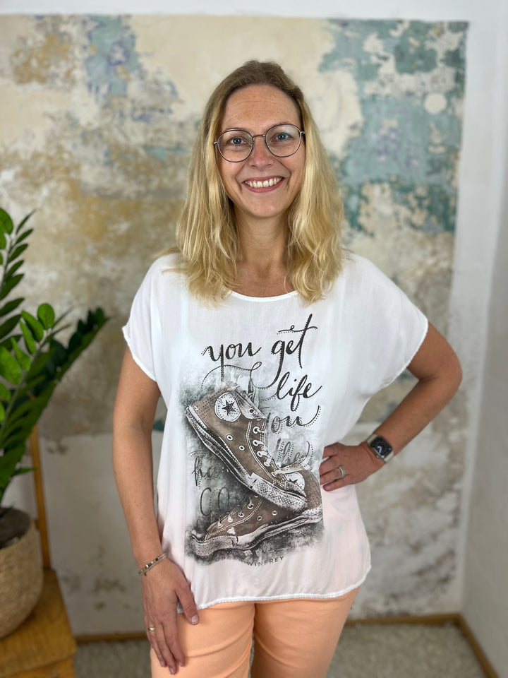T-Shirt Sneakers mit Glitzersteinchen