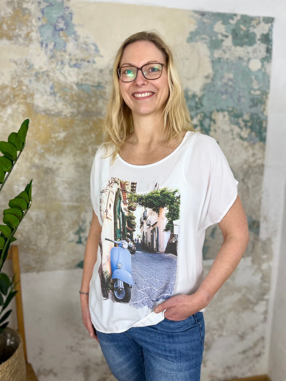 T-Shirt Vespa mit Glitzersteinchen