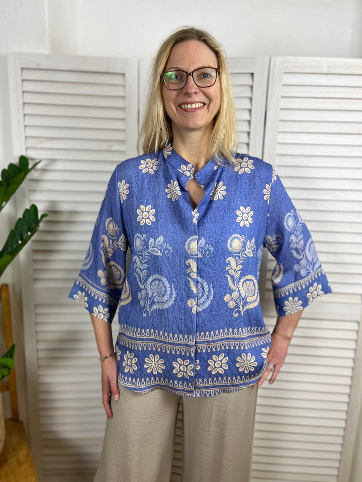 Bluse im Alloverdruck, 3/4-Arm
