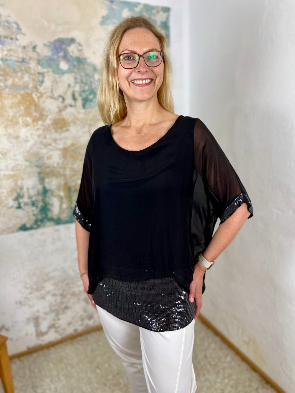 Seidentunika mit Pailletten